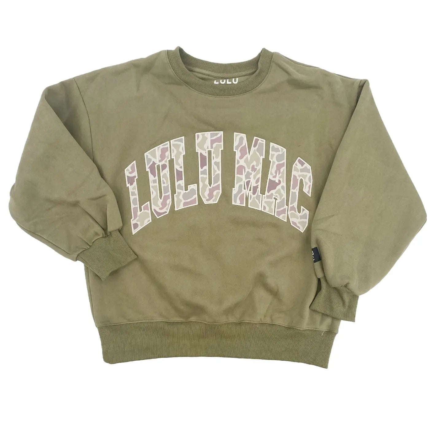 Lulu Mac Green Camo Monogram Sweatshirt