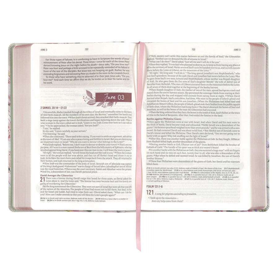 Floral Faux Leather Devotional NLT Bible for Women