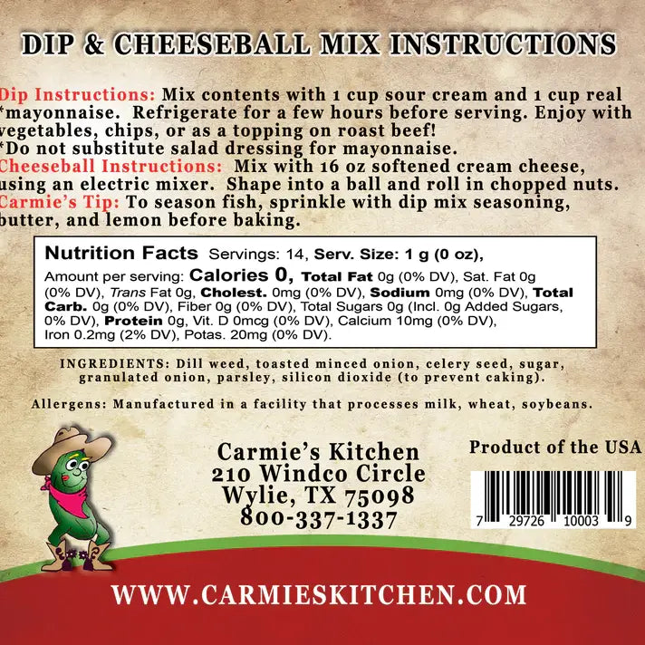 Carmie's Dilliest Dill Dip & Cheeseball Mix
