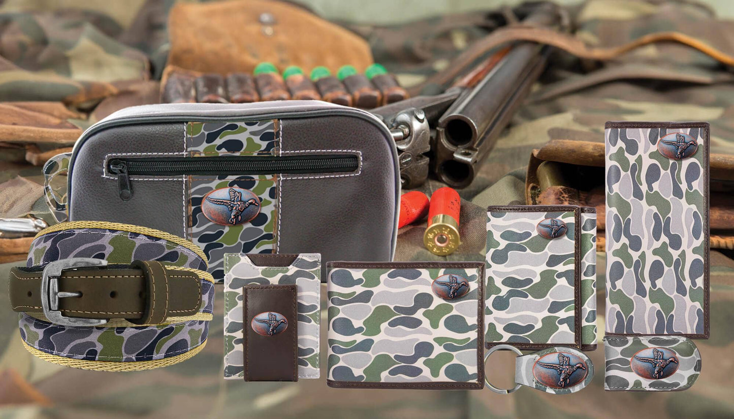 Brown & Tan Camo Mallard Trifold Leather Wallet