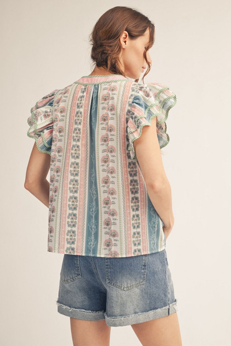 Mauve Meadow Flutter Top