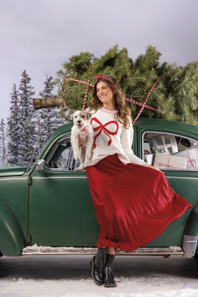 Mud Pie White & Red Wilder Bow Sweater