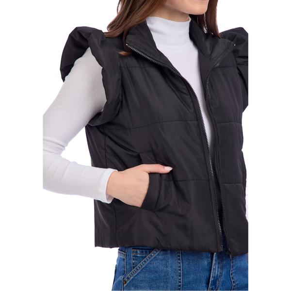 Mud Pie Black Lile Ruffle Quilted Vest