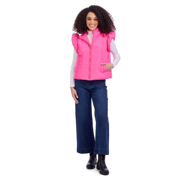 Mud Pie Hot Pink Lile Ruffle Quilted Vest