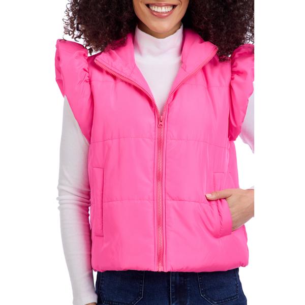 Mud Pie Hot Pink Lile Ruffle Quilted Vest