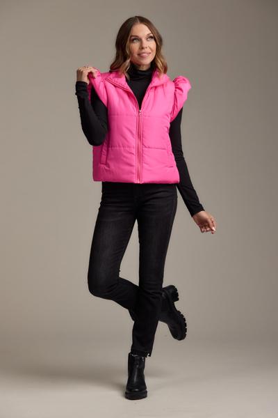 Mud Pie Hot Pink Lile Ruffle Quilted Vest