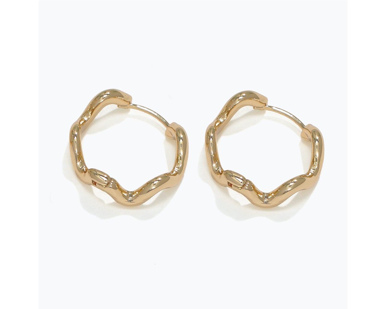 Gold Wavy Hoops