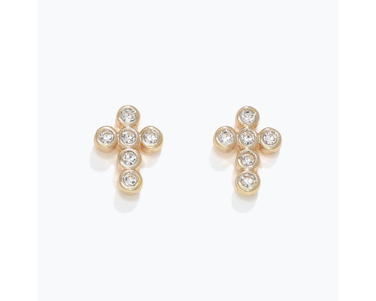 Gold Dotted Cross with Crystal Earrings