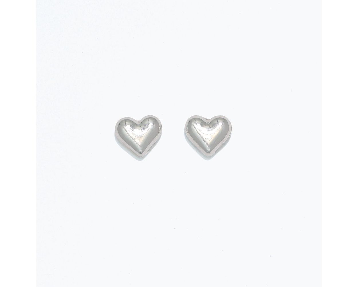 Cuties Polished Silver Puff Heart Earrings