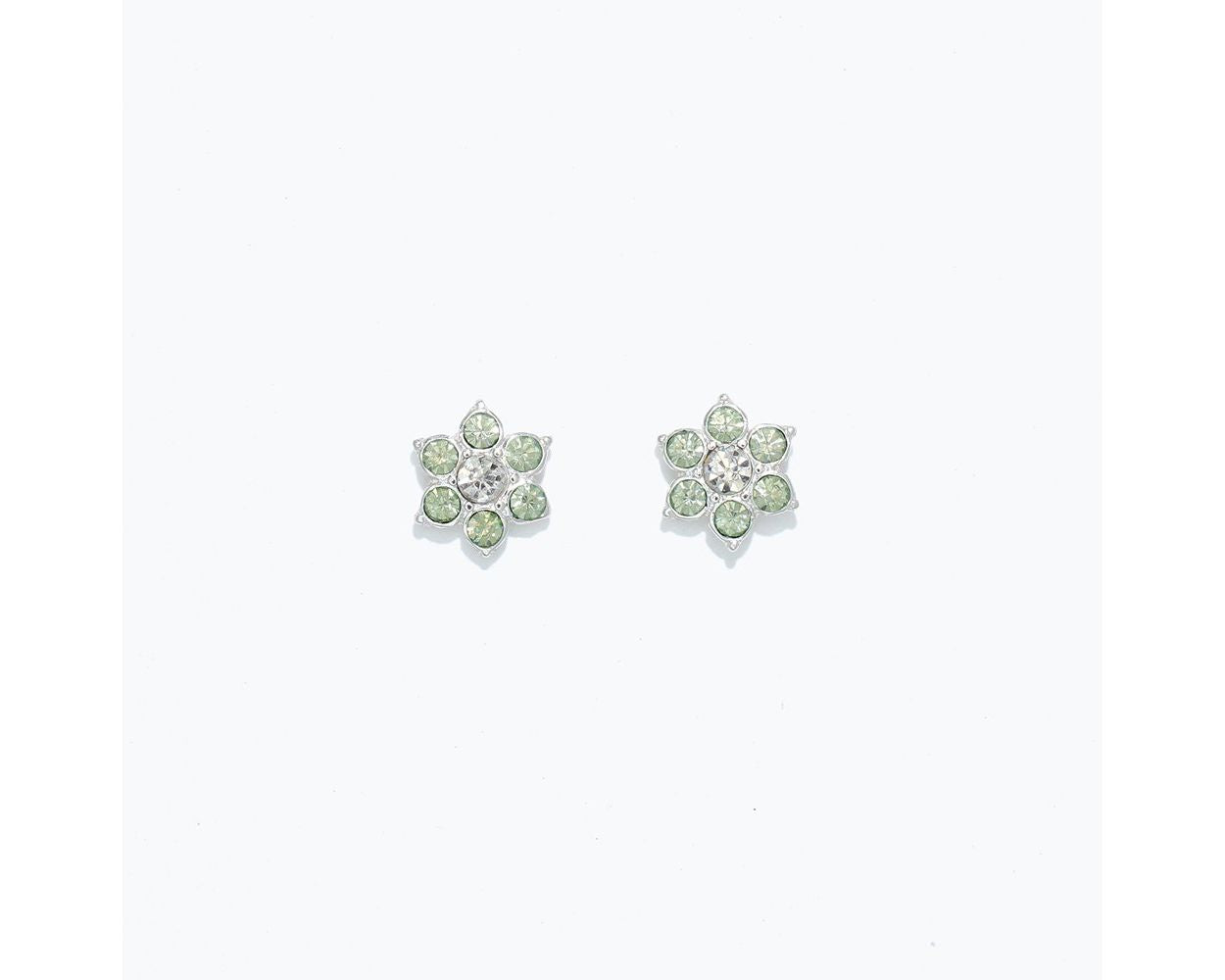 Cuties Mint Crystal Flower Earrings