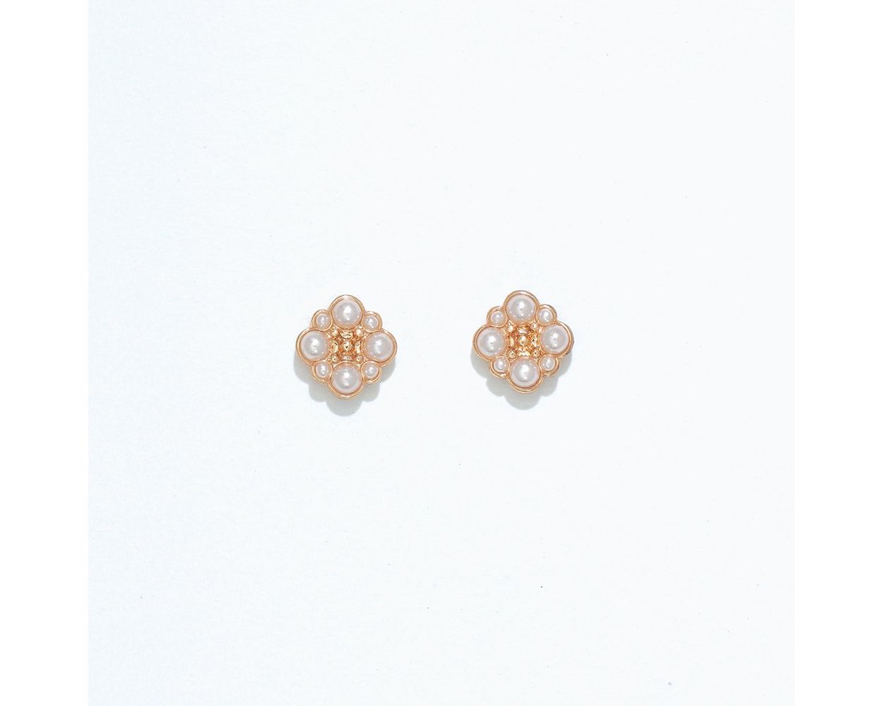 Cuties Gold Square with Pearls Earrings