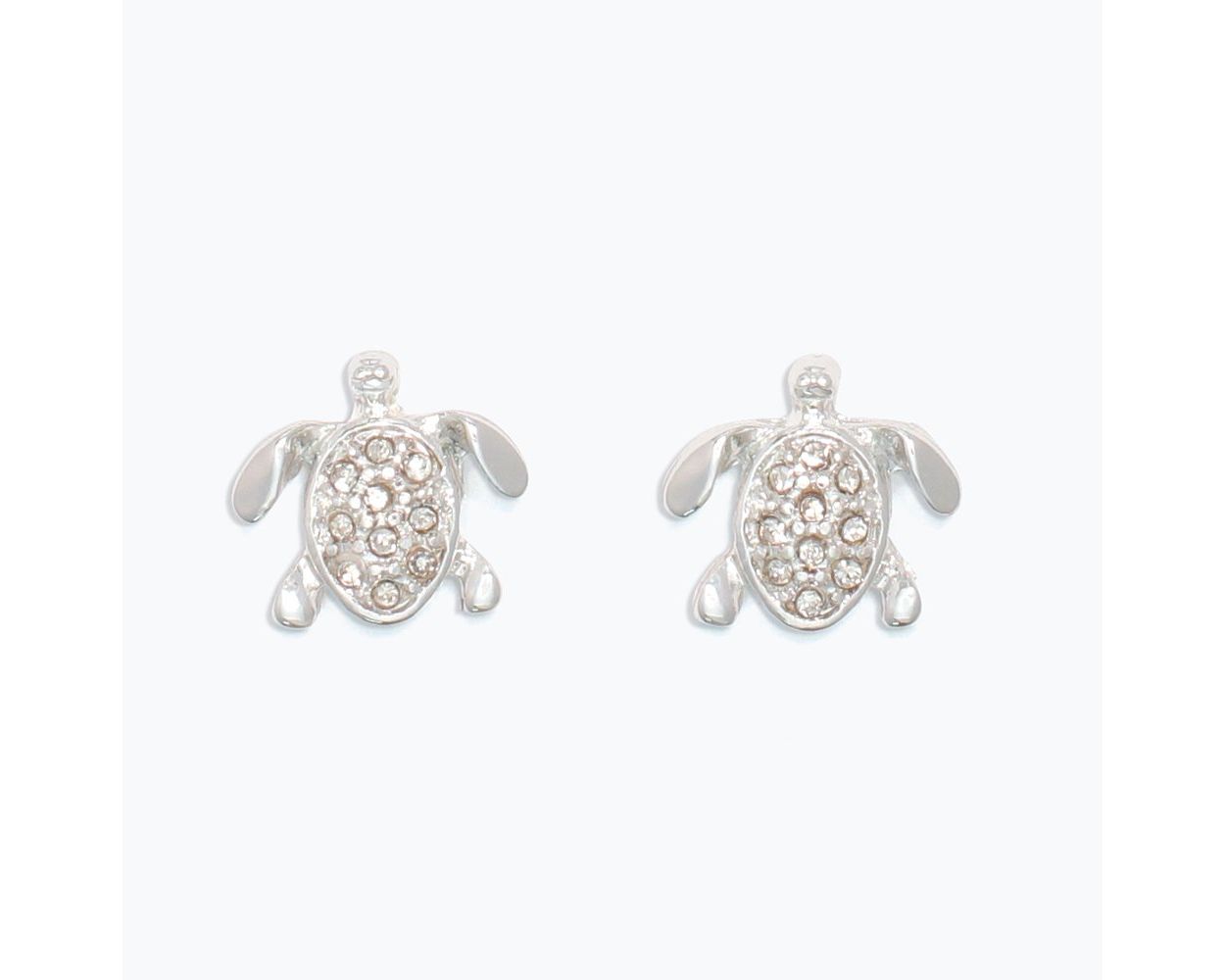 Cuties Silver Crystal Turtles Earrings
