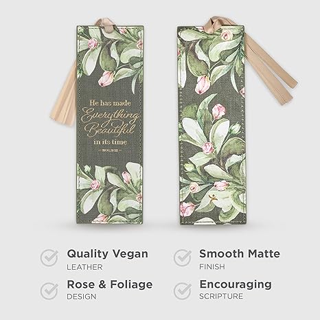 Everything Beautiful Green Faux Leather Bookmark