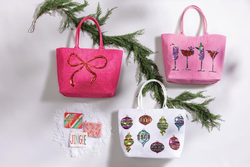Mud Pie Holiday Sparkle Totes
