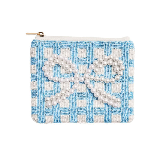 Mud Pie Bow Beaded Zipper Pouch