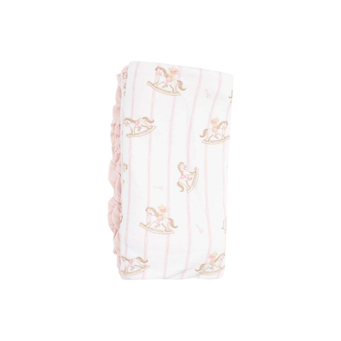 Angel Dear Pink Vintage Rocking Horse Ruffle Receiving Blanket