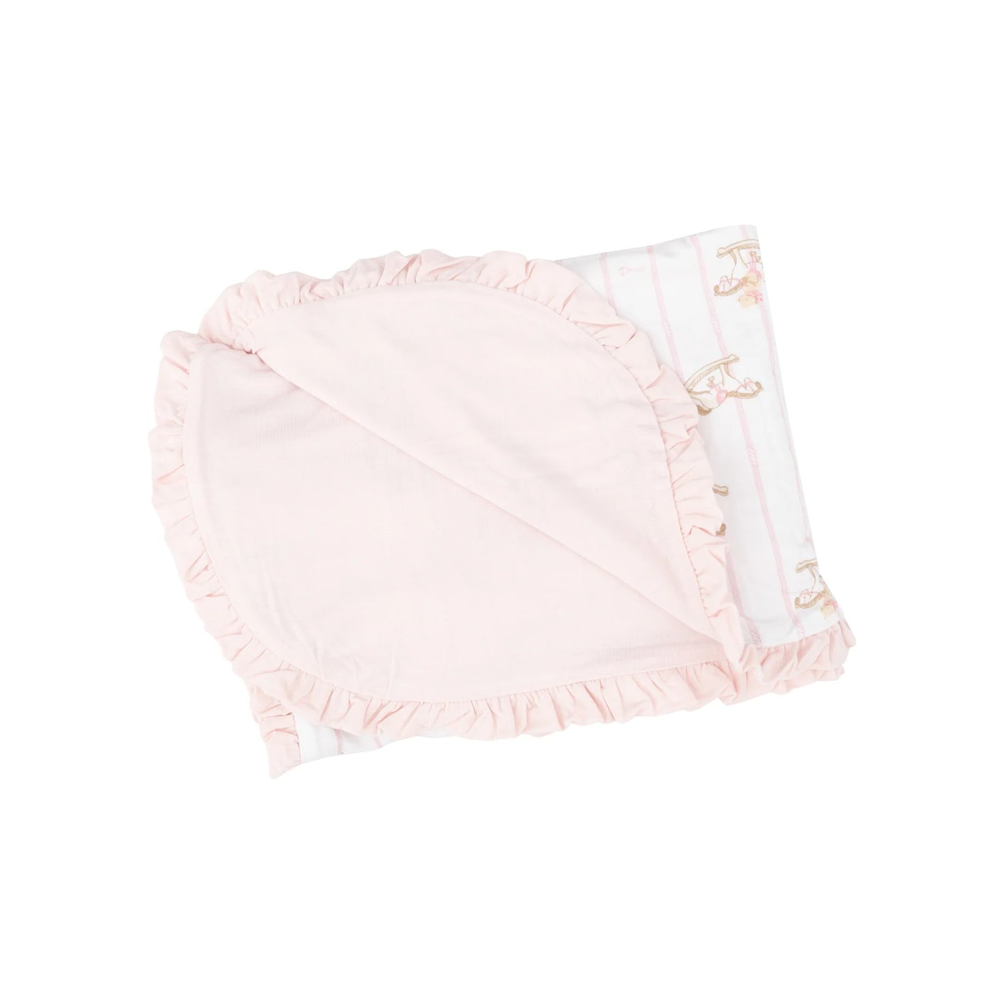 Angel Dear Pink Vintage Rocking Horse Ruffle Receiving Blanket