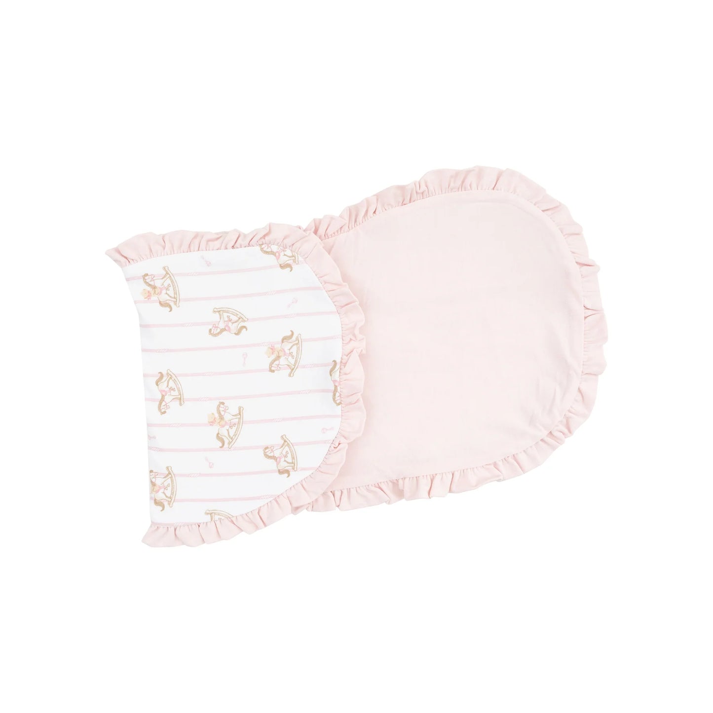 Angel Dear Pink Vintage Rocking Horse Ruffle Burp Cloth