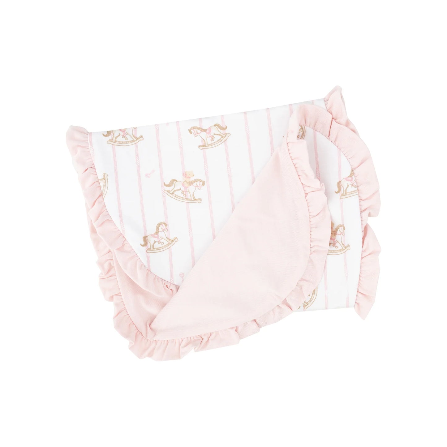 Angel Dear Pink Vintage Rocking Horse Ruffle Burp Cloth