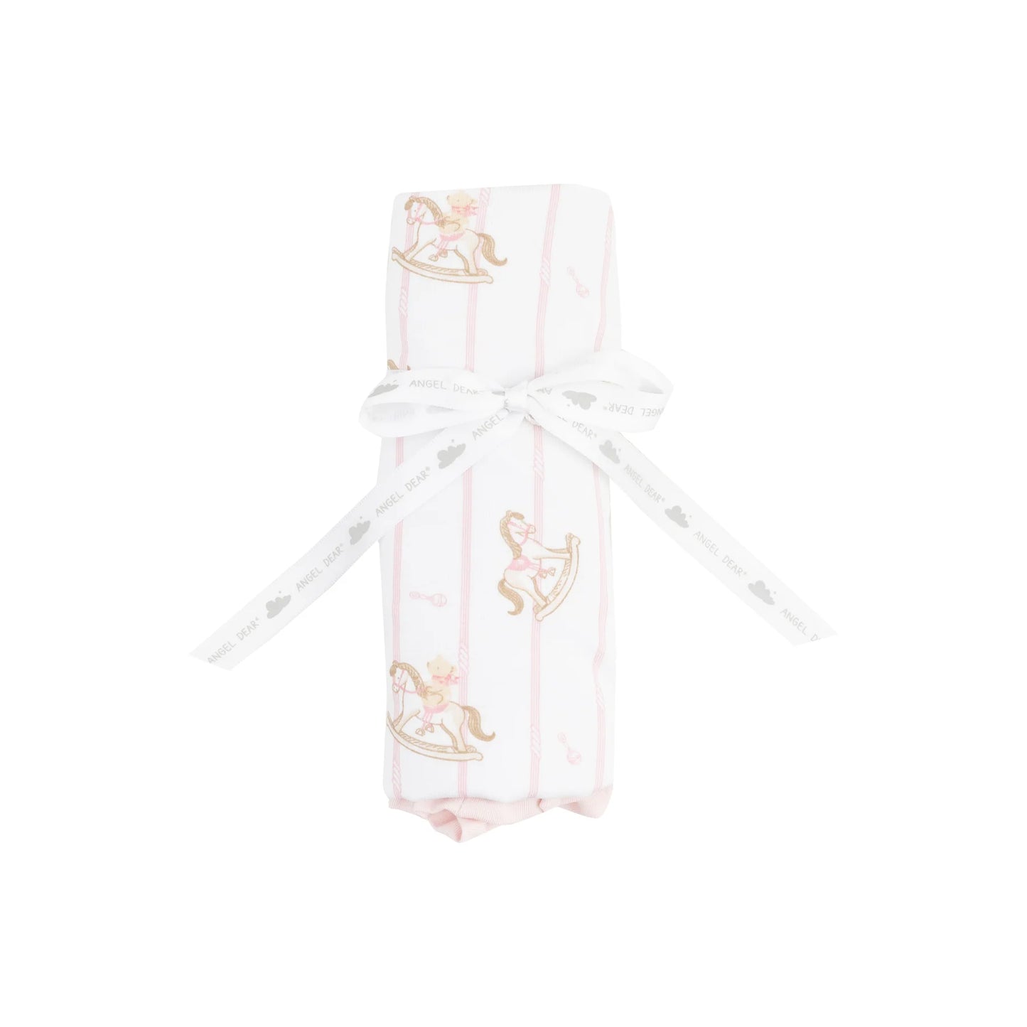 Angel Dear Pink Vintage Rocking Horse Ruffle Burp Cloth