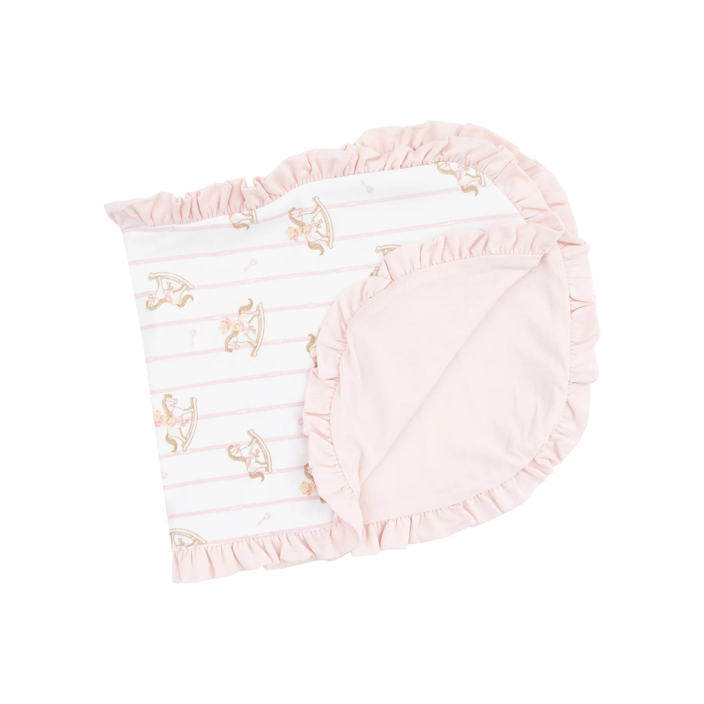 Angel Dear Pink Vintage Rocking Horse Ruffle Burp Cloth