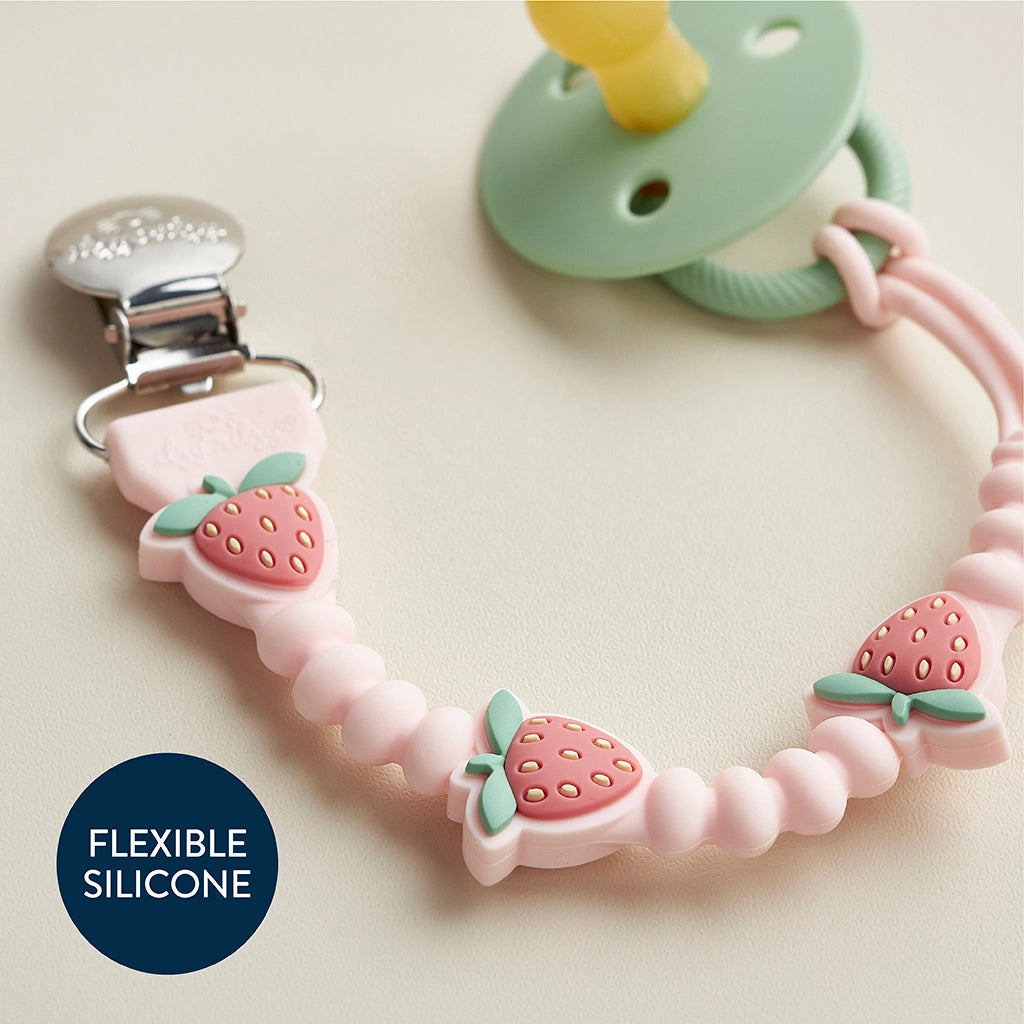 Sweetie Strap™ Plus - Silicone Pacifier Clip - Strawberry