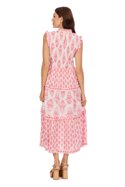 Mud Pie Pink Ward Smocked Midi Dress