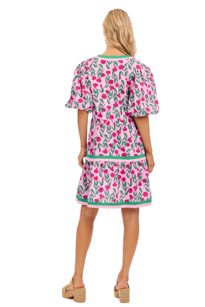 Mud Pie Pink Cody Balloon Sleeve Dress