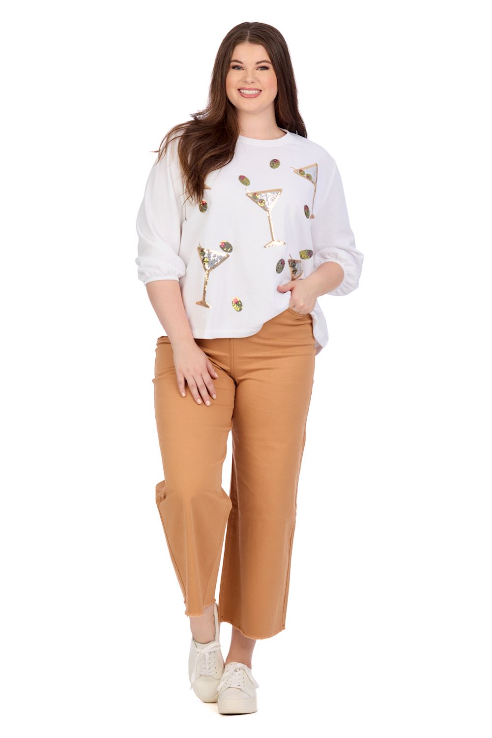 Mud Pie White Martini Sparkle Sweatshirt