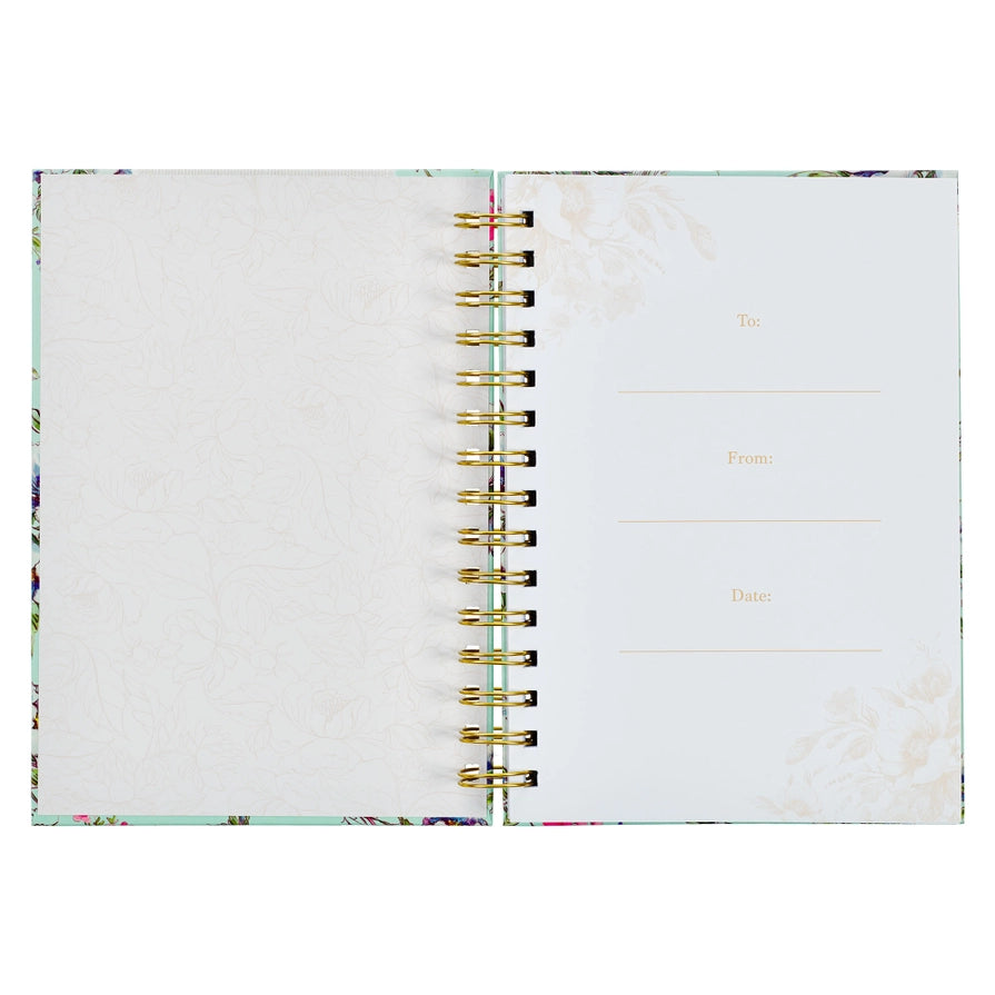 Mint Floral Give Thanks Ps. 107:1 Spiral Journal