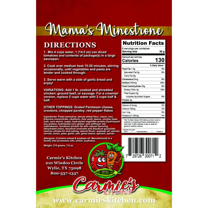 Carmie's Mama's Minestrone Soup Mix