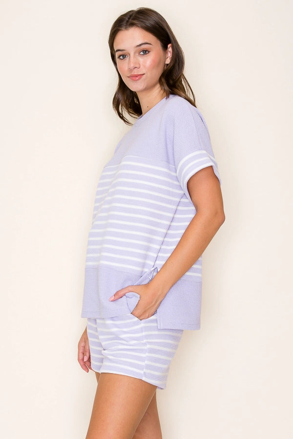 Lavender Stripe Cloudy Knit Jada Top