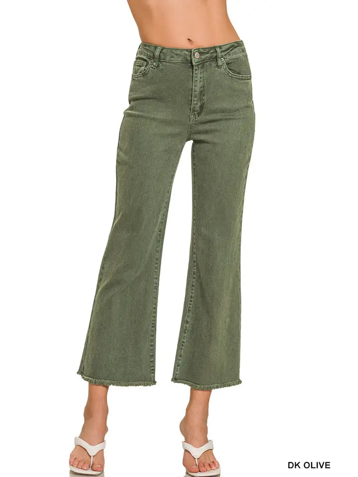 Acid Washed High Waisted Bootcut Pants