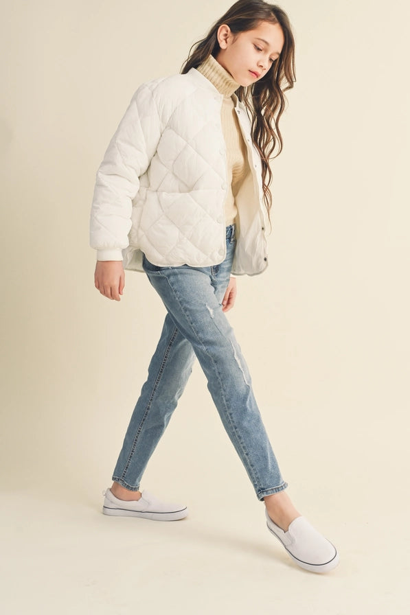 Tween Ivory Quilted Jacket