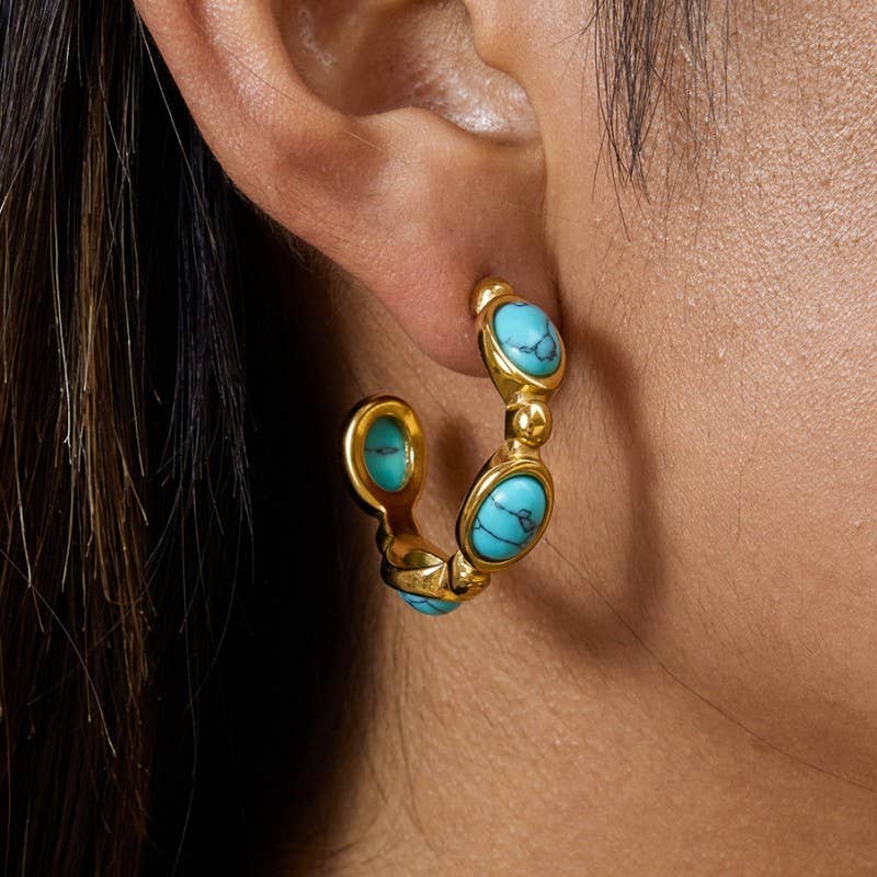 Gold Pearl Hoop Earrings