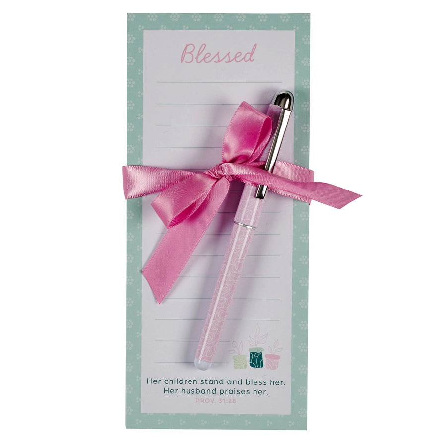 Blessed Prov. 31:28 Magnetic Notepad w/ Pen