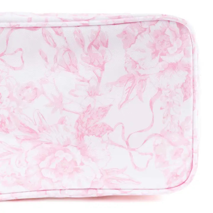 Pink Bow Toile Rectangular Cosmetic Case