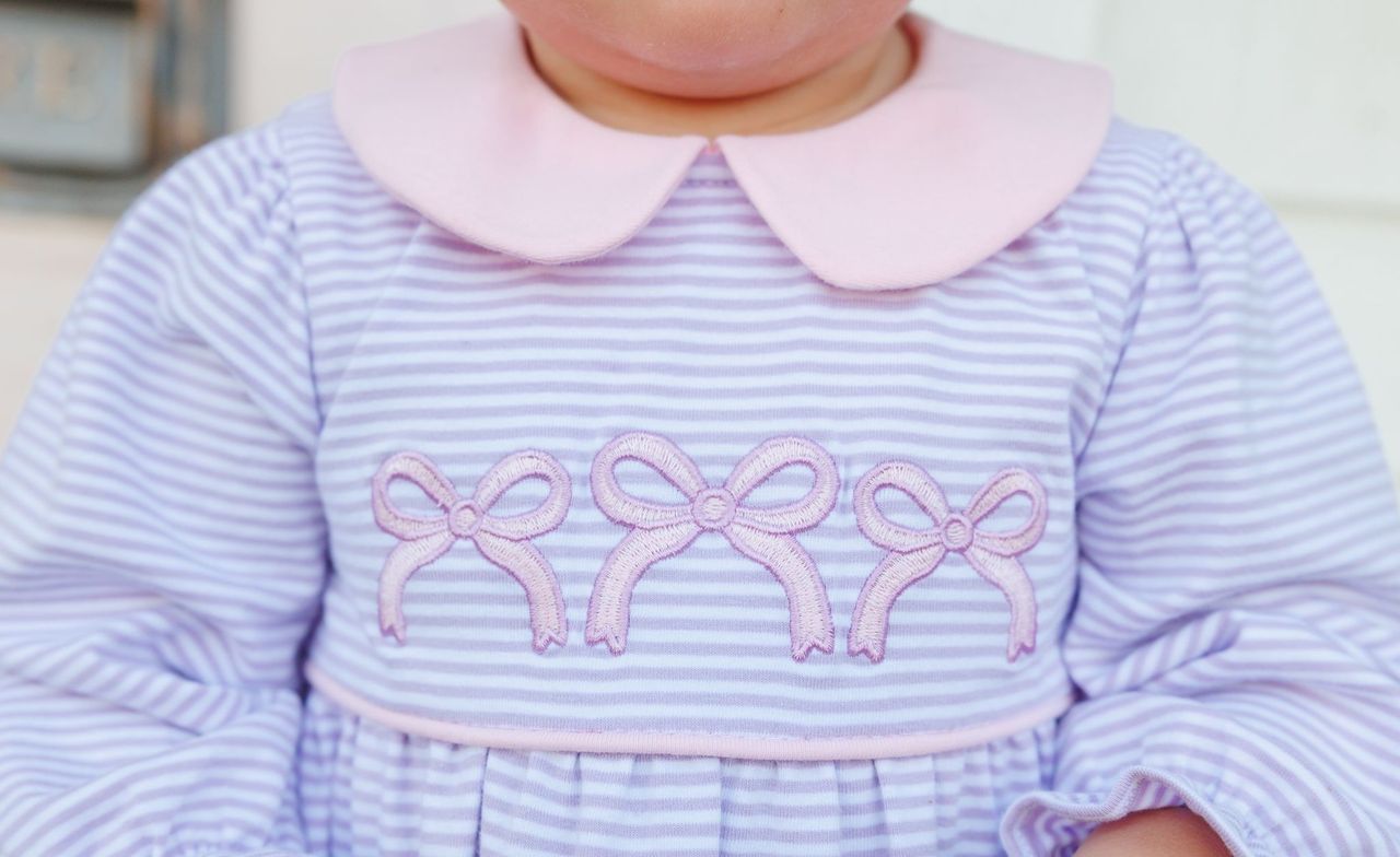 Trotter Street Purple Stripe Bows Bubble