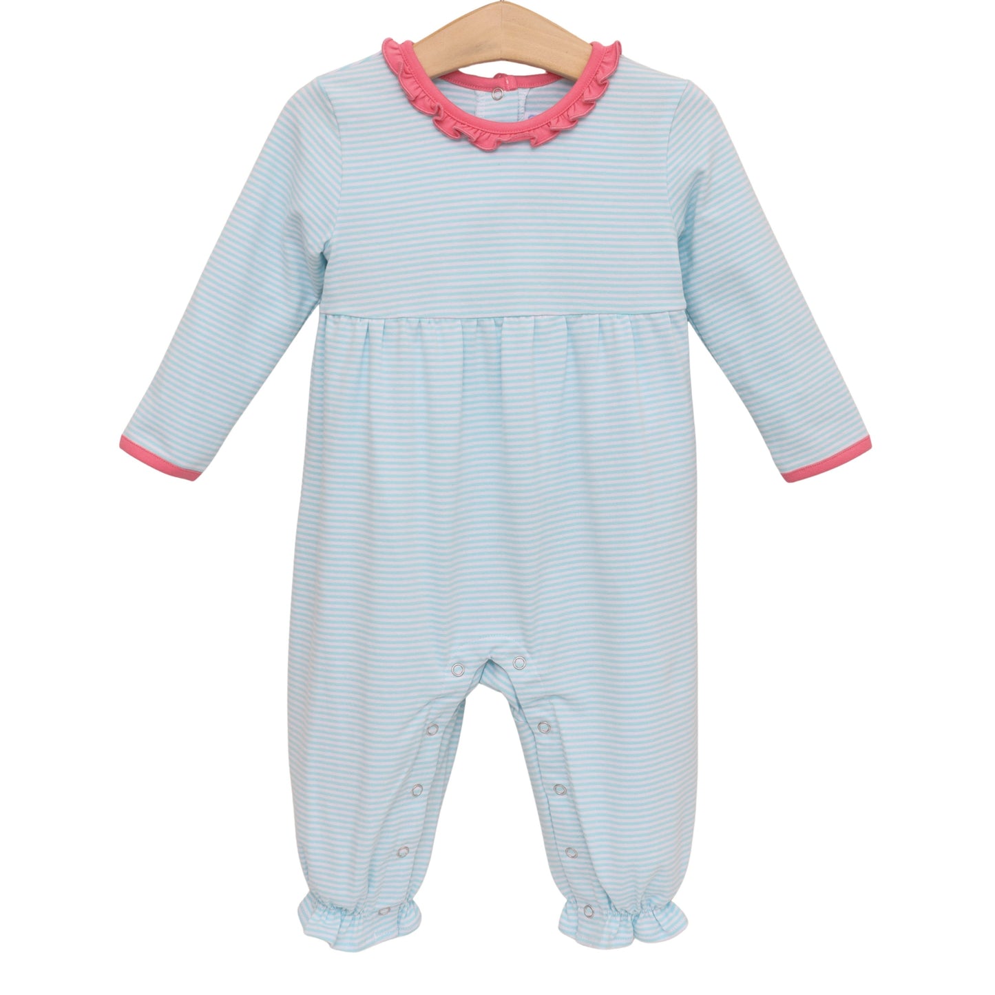 Trotter Street Mint Stripe with Pink Annie Romper