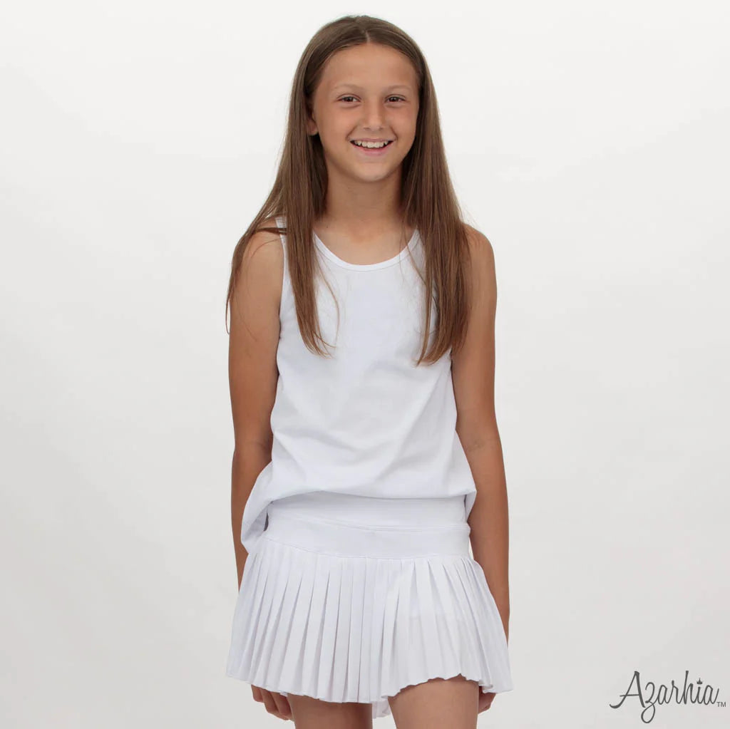 Youth White Mini Pleated Skort