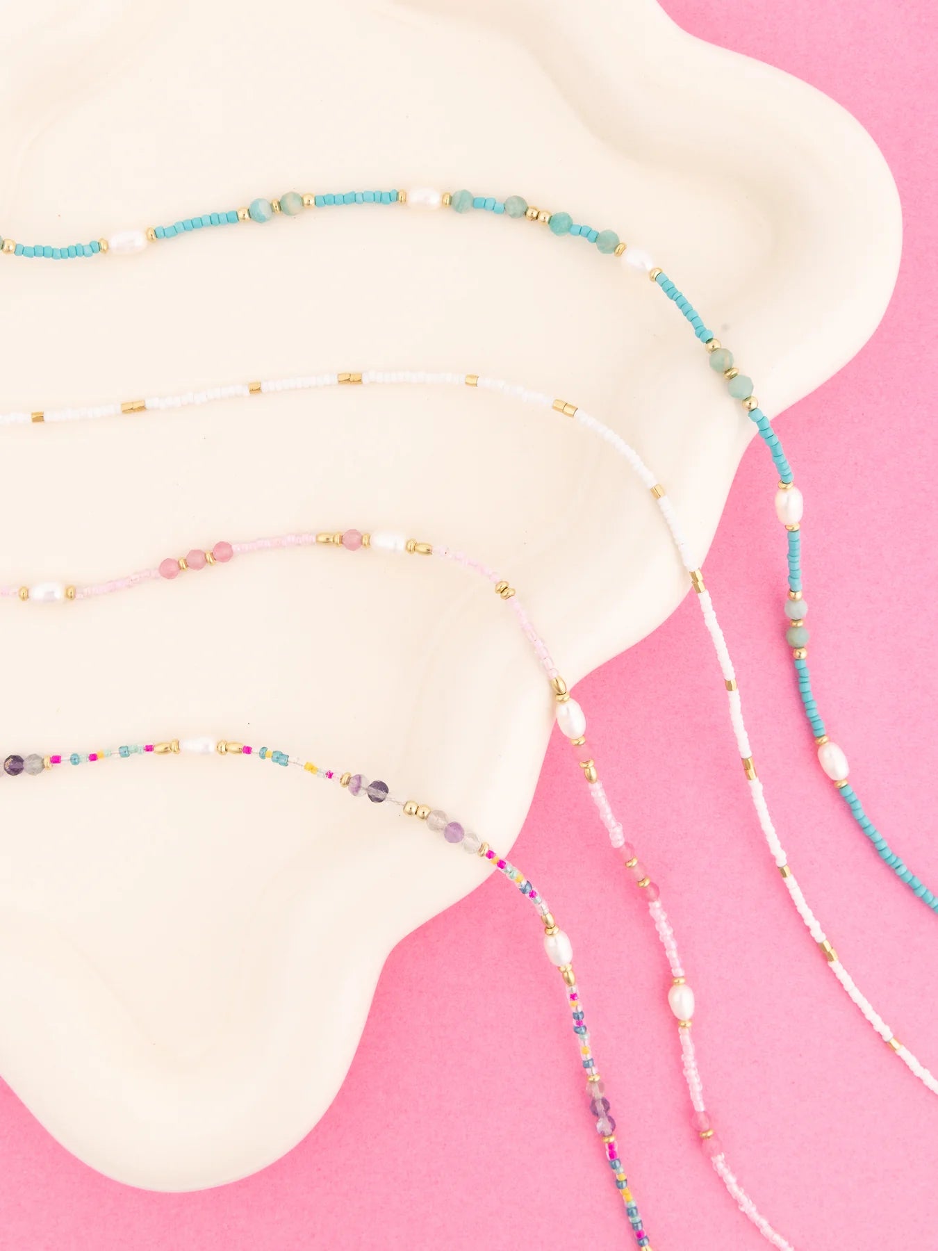 Pink Jasmine Beaded Necklace