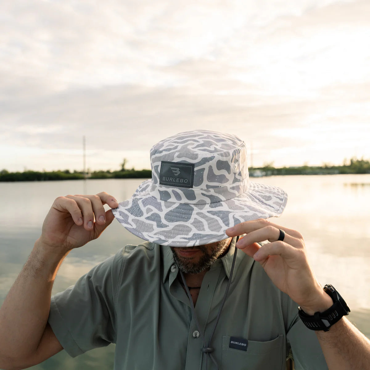 White Camo Burlebo Bucket Hat