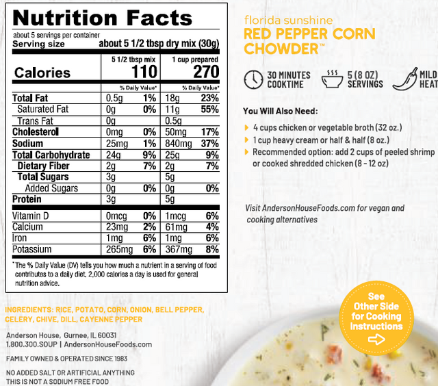 Frontier Florida Sunshine Red Pepper Corn Chowder