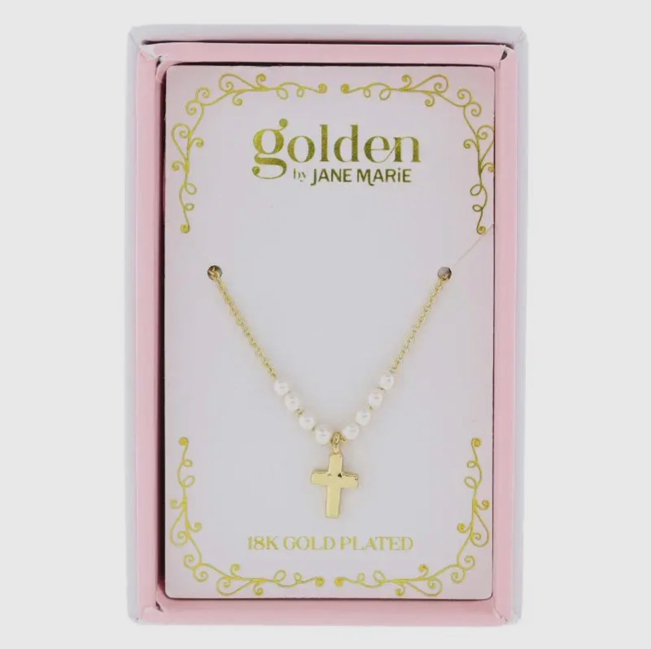 Kids 18K Gold Plated Mini Beads with Gold Cross Necklace
