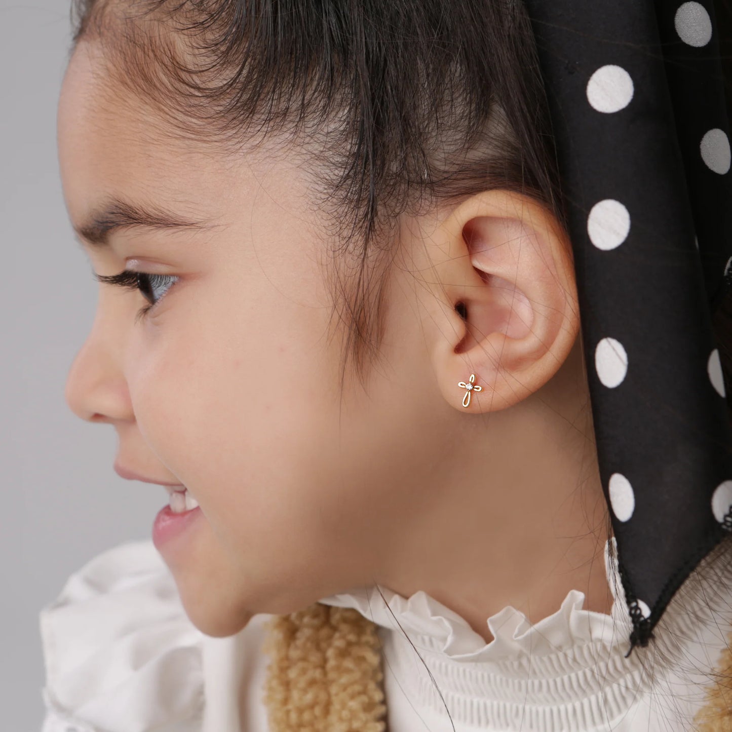 14K Gold-Plated Infinity Pink Cross Earrings