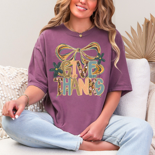 Berry Give Thanks Bow Tee