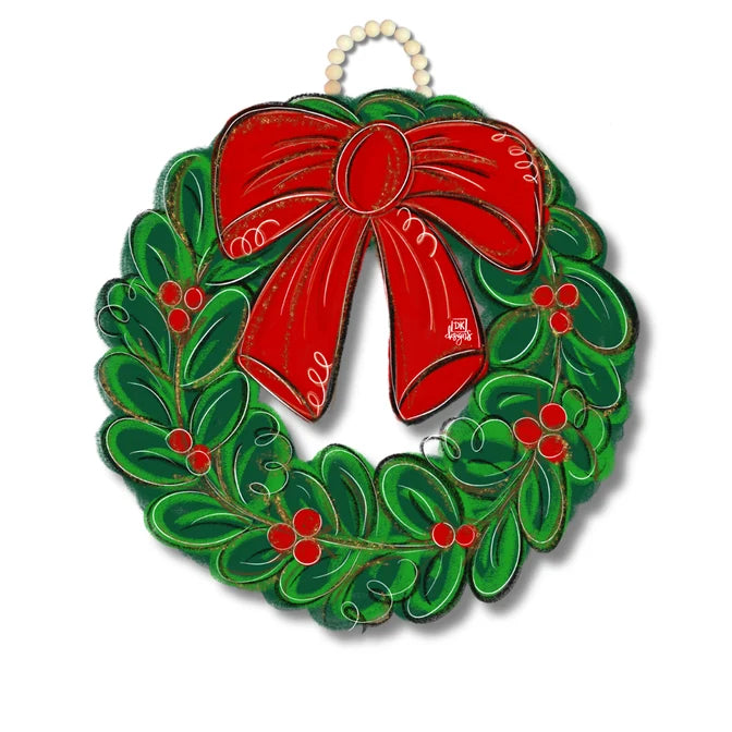 Red Christmas Wreath Door Hanger