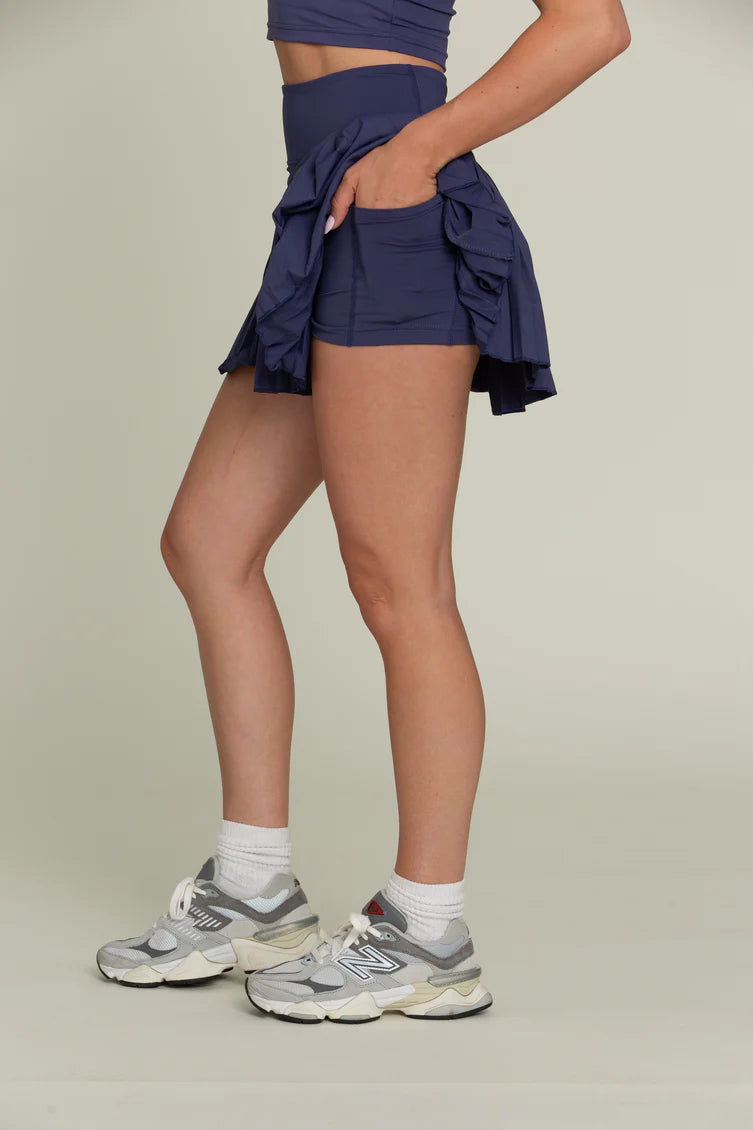 Gold Hinge 15" True Navy Pleated Tennis Skirt