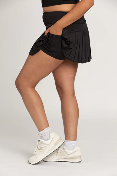 Gold Hinge Black Pleated Tennis Skirt