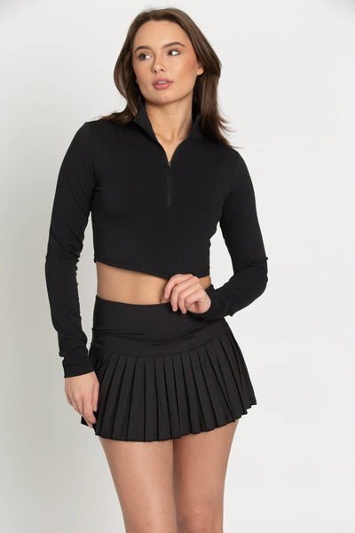 Gold Hinge Black Pleated Tennis Skirt